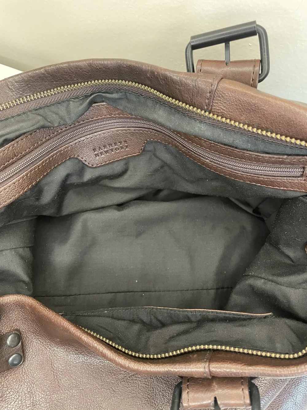 Barneys New York Dark Brown Leather Messenger Bag